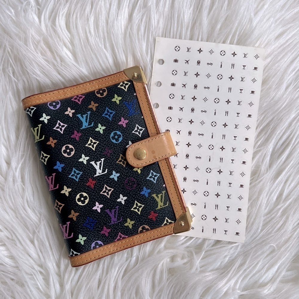 LOWEST! Authentic Louis Vuitton Multicolor Noir Agenda PM + LV Stickers